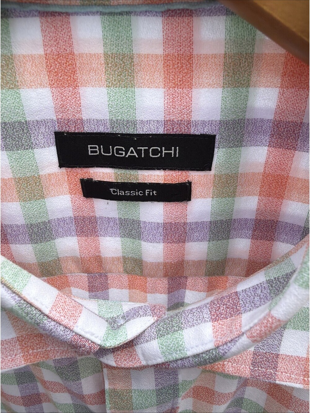 Bugatchi Shirt Mens XXL Classic Fit Short Sleeve Button Down Coral Plaid - Picture 3 of 9